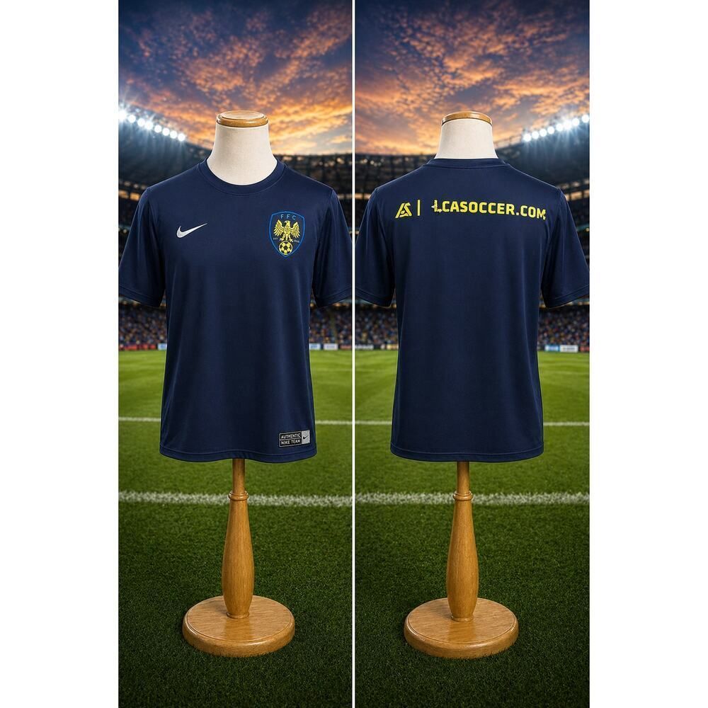 Nike Team FFC Soccer Jersey Navy Yellow Distressed Logo Men’s M